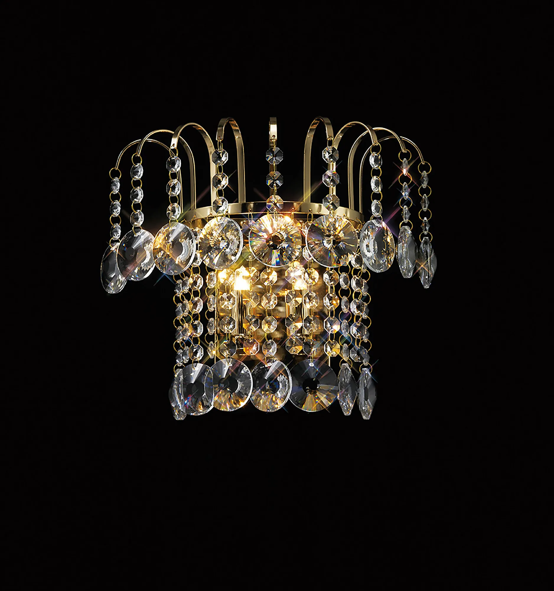 Rosina Crystal Switched Wall Lamp 2 Light French Gold